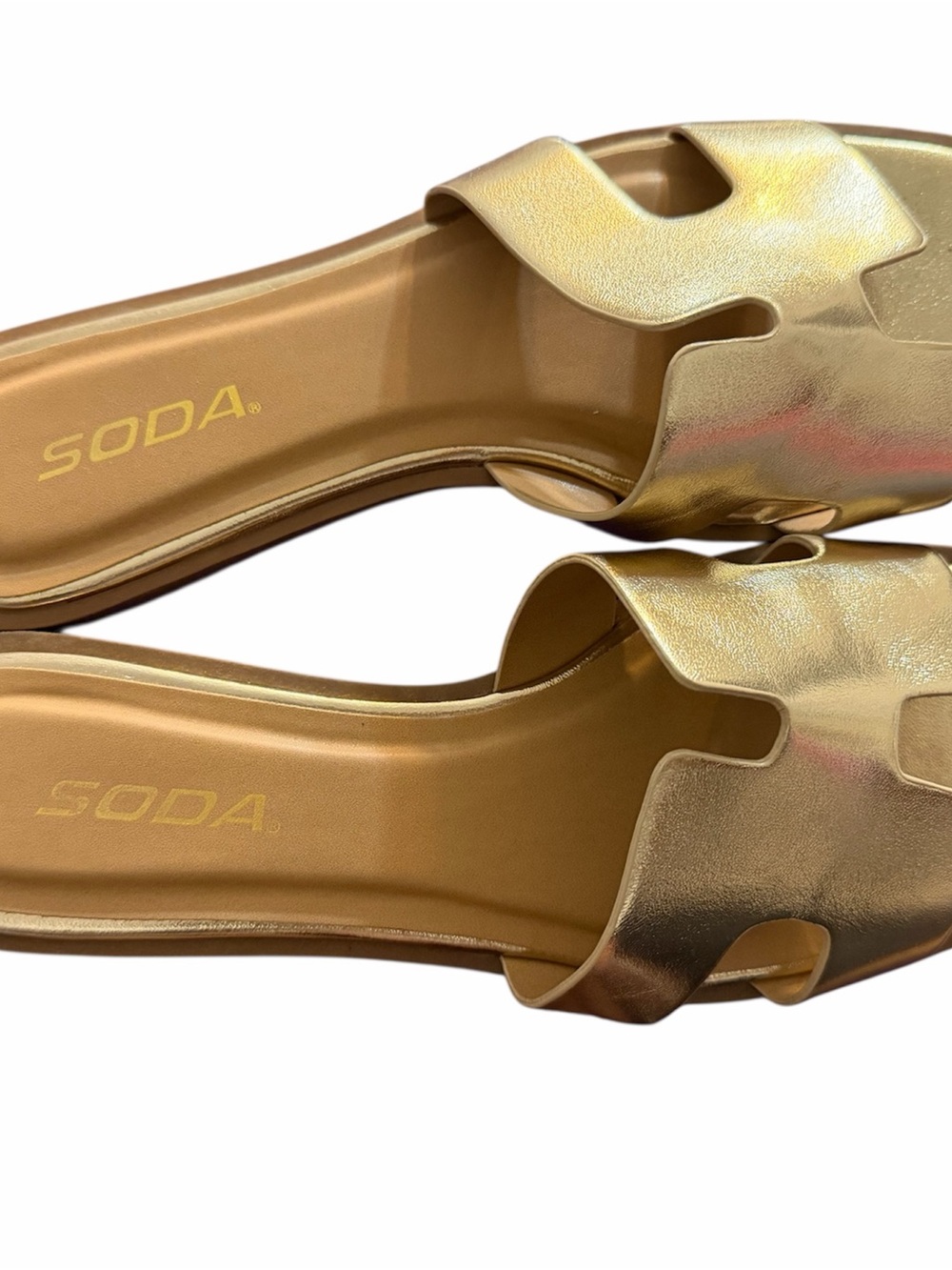 Soda Metallic Gold Slide Mules